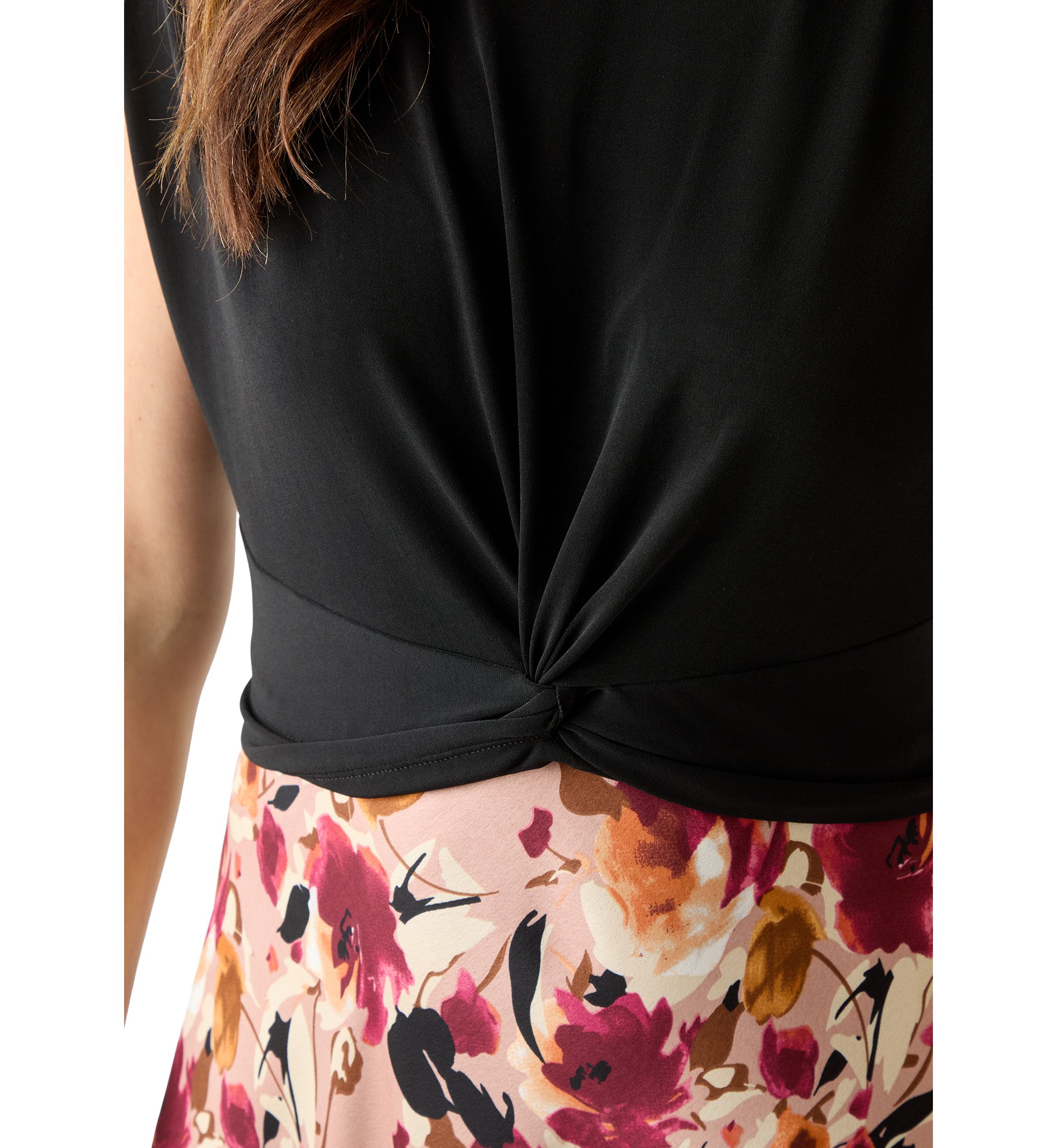 Womens 2fer Midi Dress with Satin Skirt
