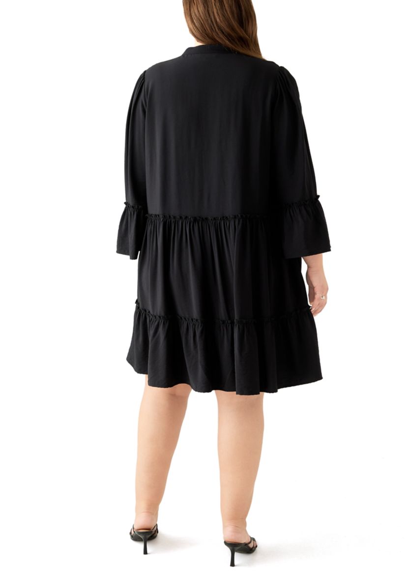Plus Size Long Sleeve V-Neck Dress