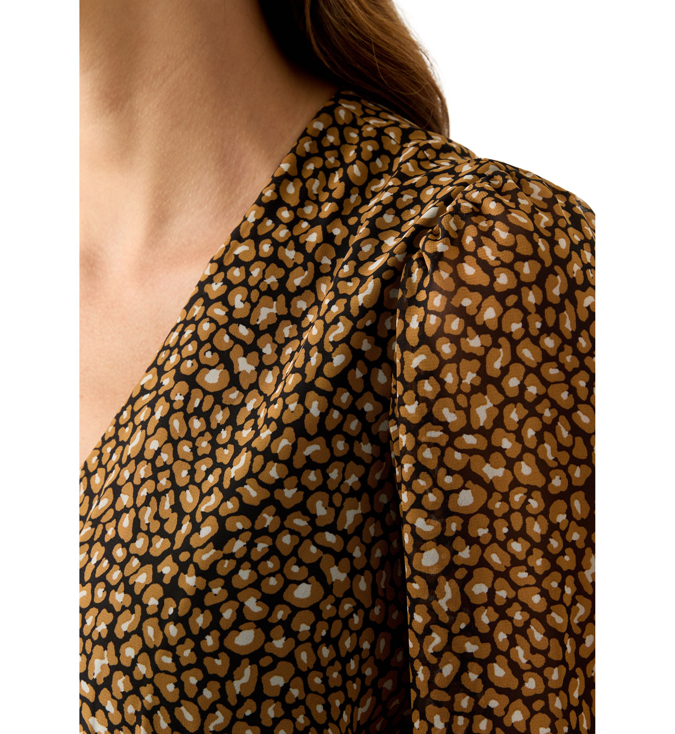 Womens V-Neck Animal Print Chiffon Maxi Dress