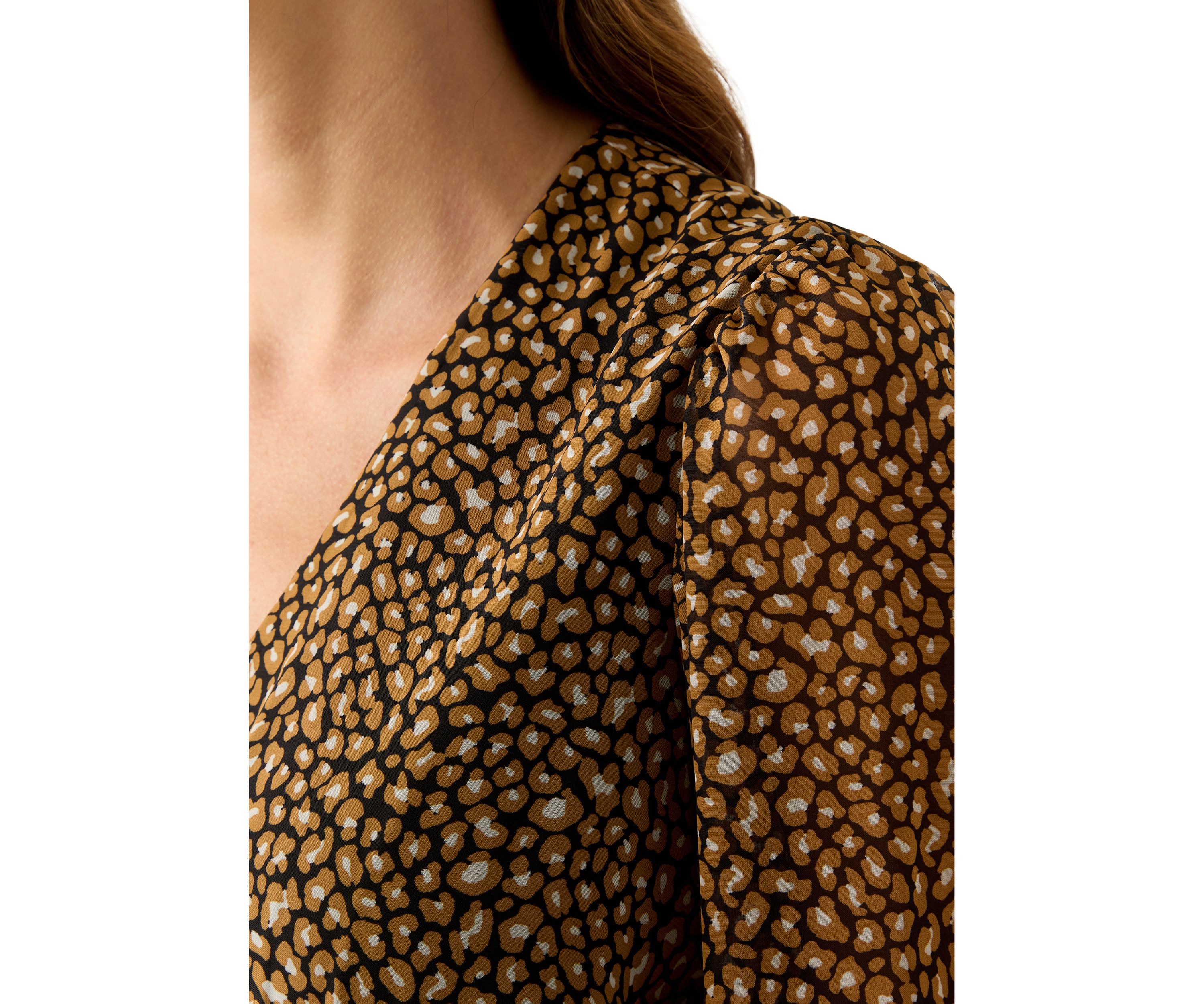 Womens V-Neck Animal Print Chiffon Maxi Dress