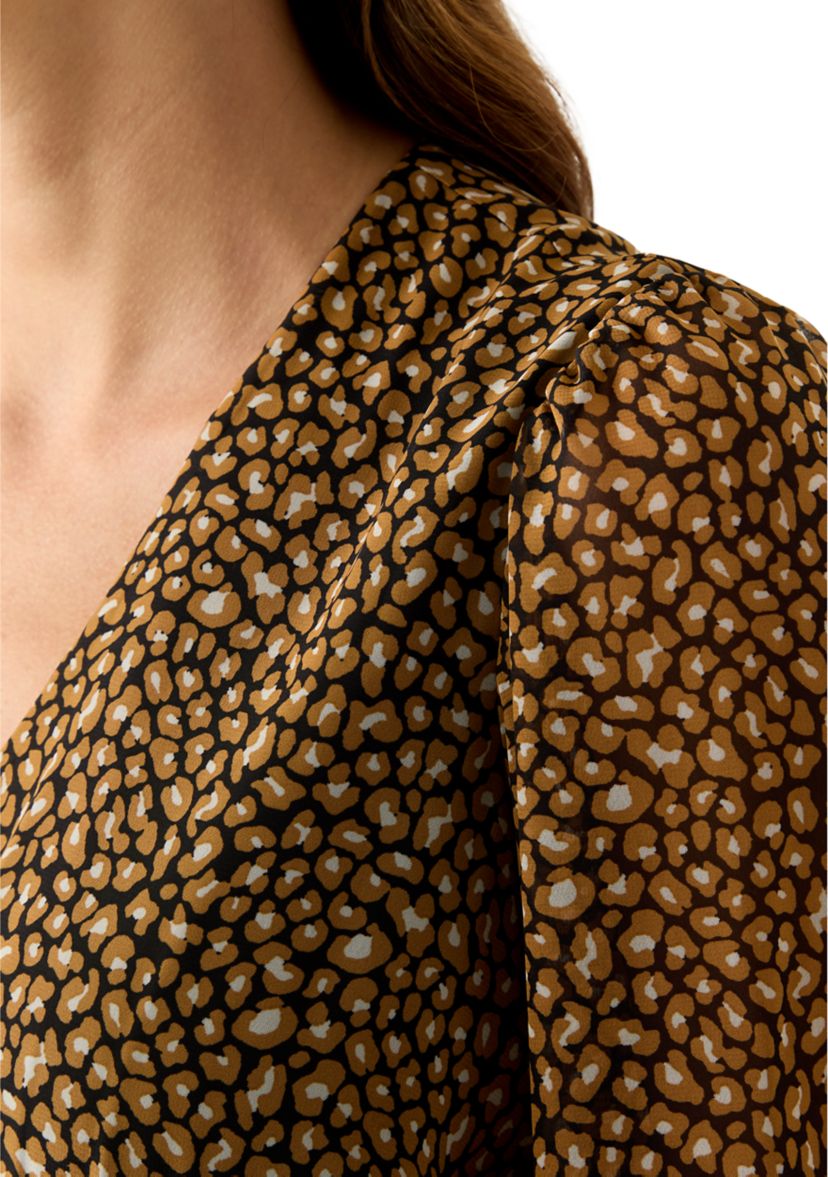 Womens V-Neck Animal Print Chiffon Maxi Dress