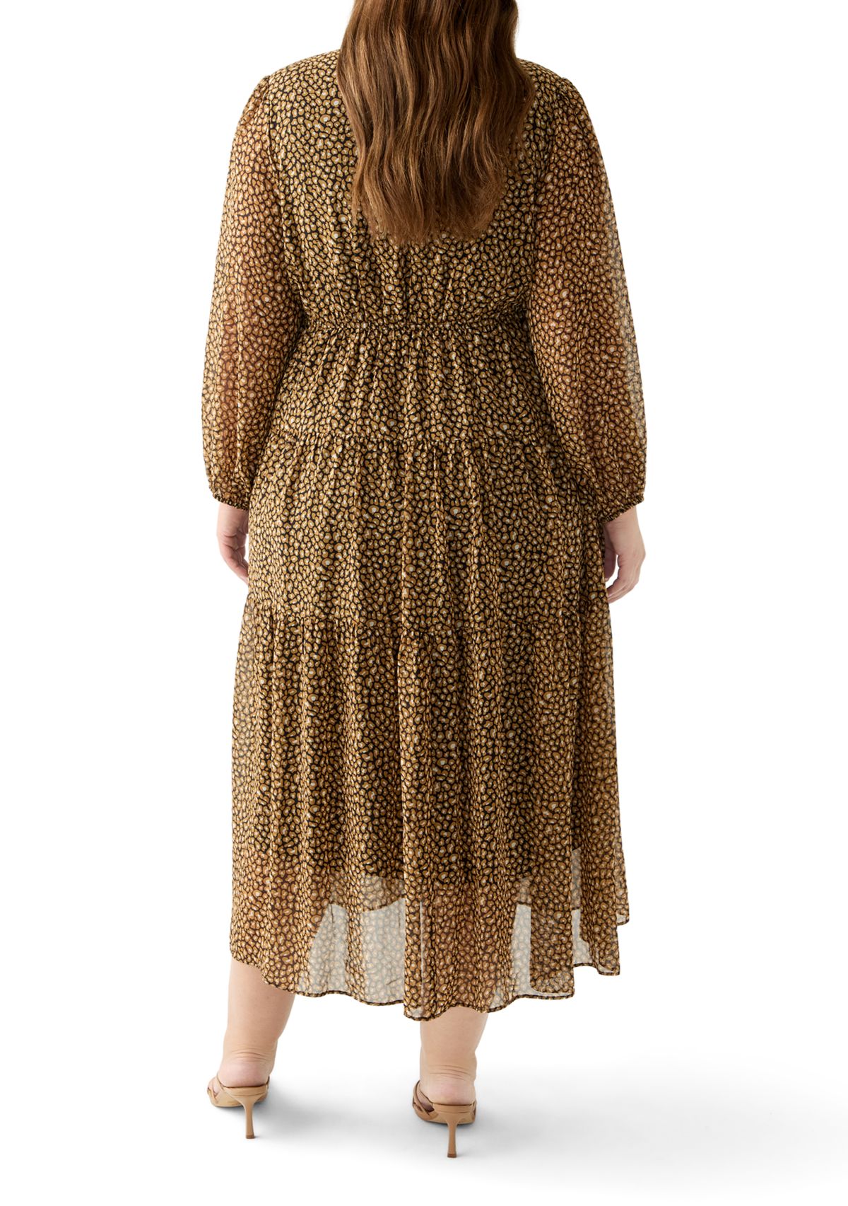 Plus Size Long Sleeve Chiffon Maxi Dress
