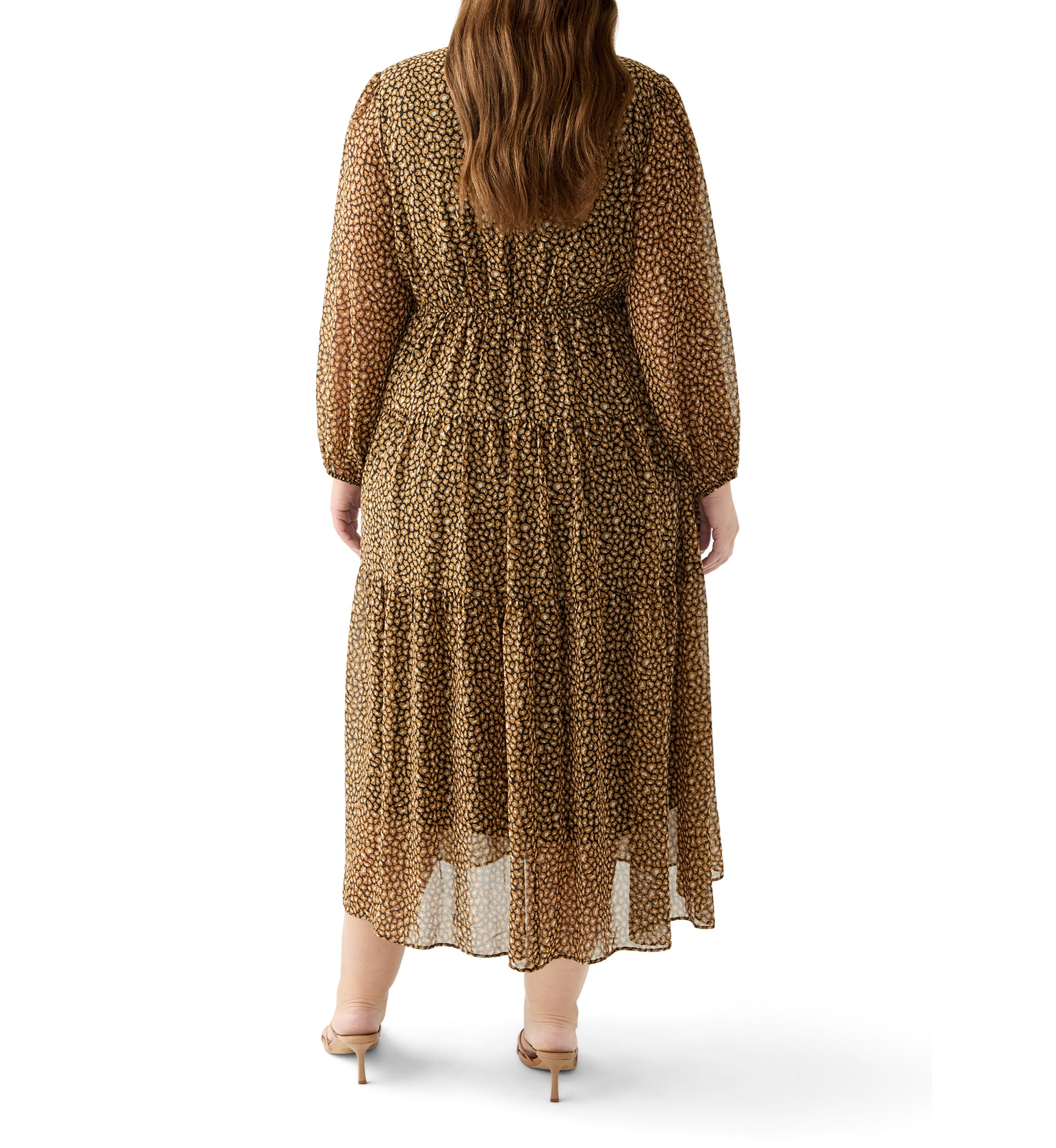 Plus Size Long Sleeve Chiffon Maxi Dress