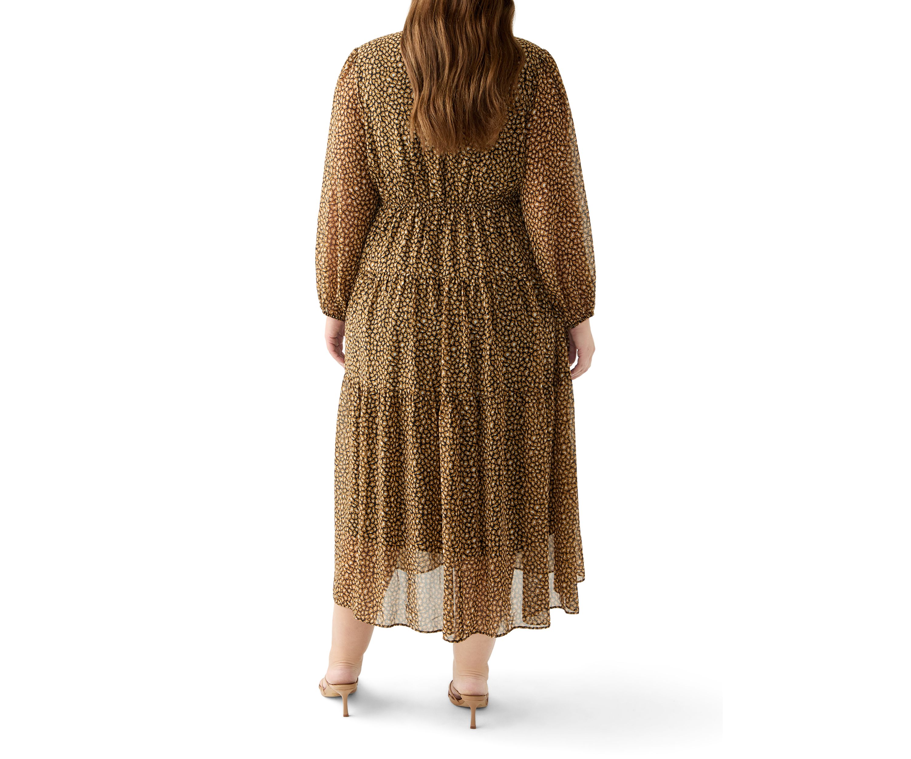 Plus Size Long Sleeve Chiffon Maxi Dress
