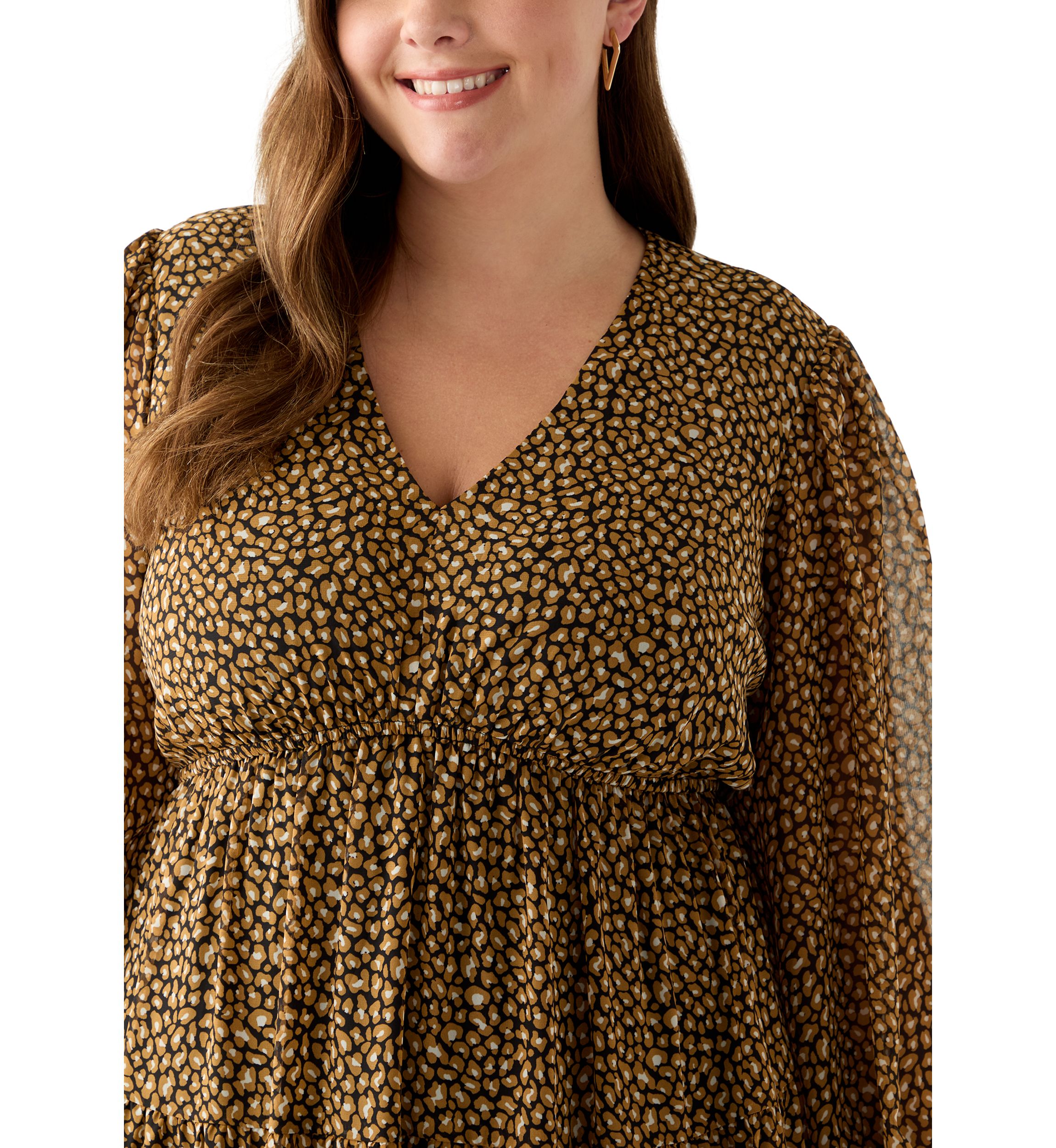 Plus Size Long Sleeve Chiffon Maxi Dress