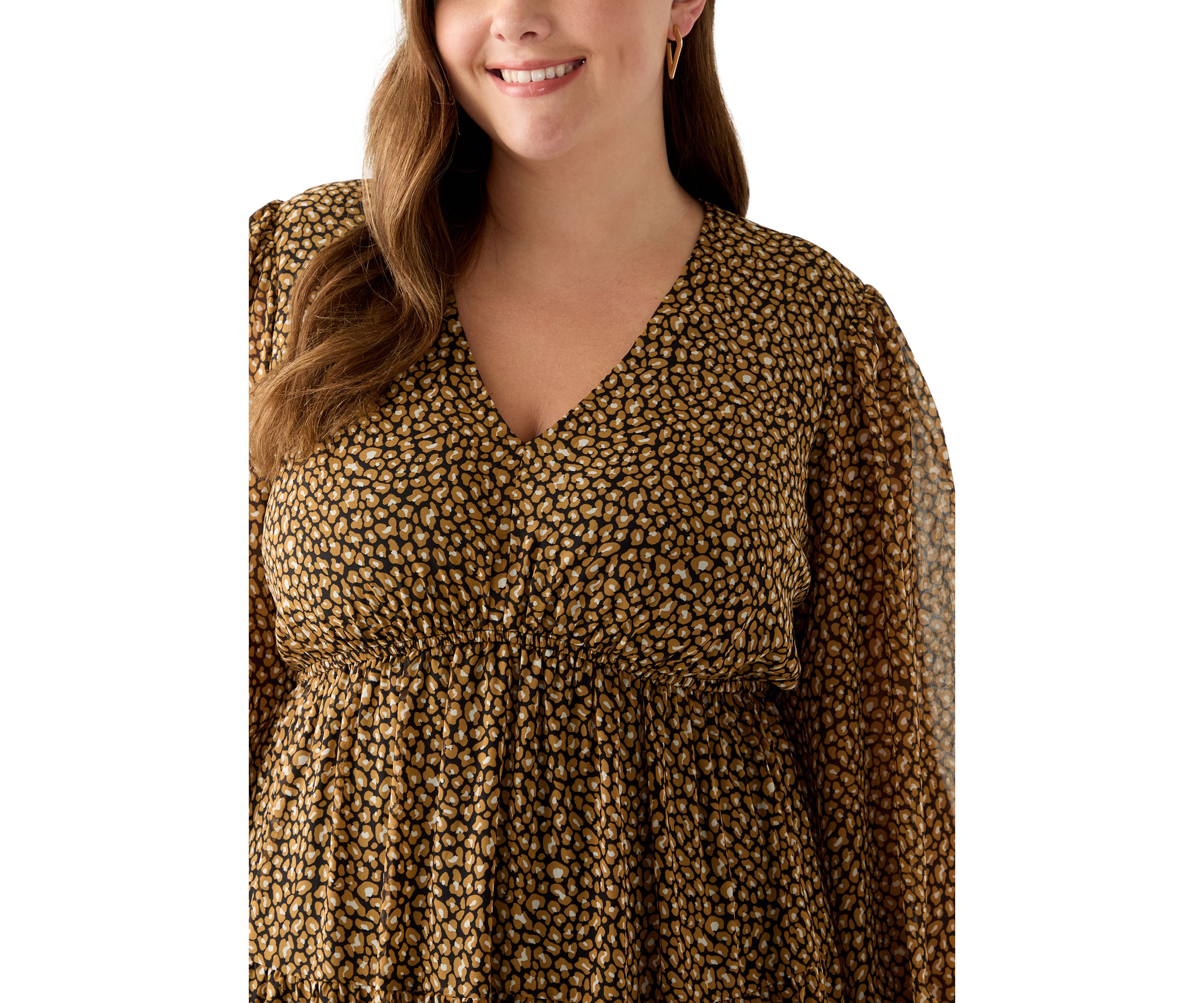 Plus Size Long Sleeve Chiffon Maxi Dress