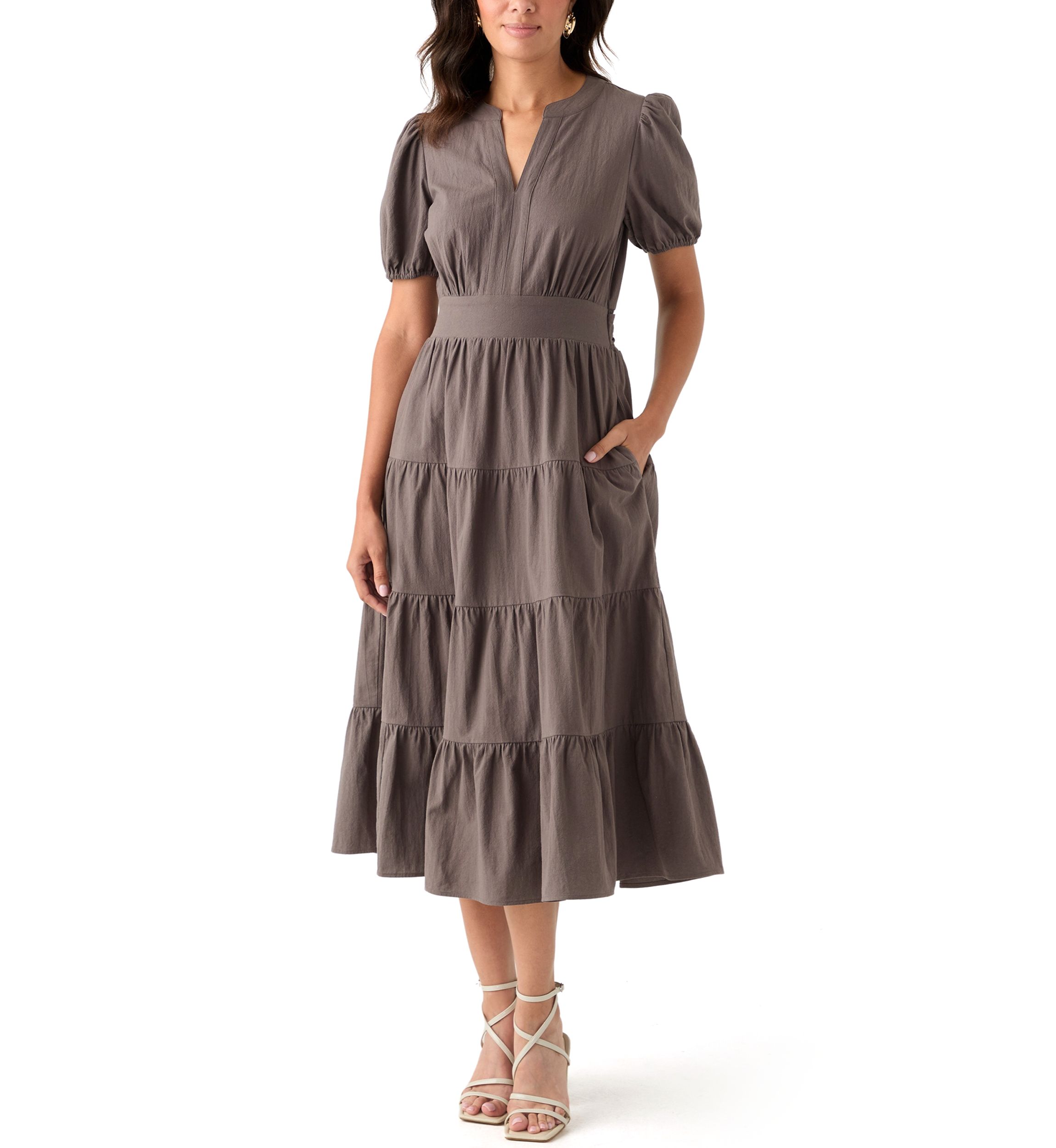 Womens Short Sleeve Cotton Maxi Dress