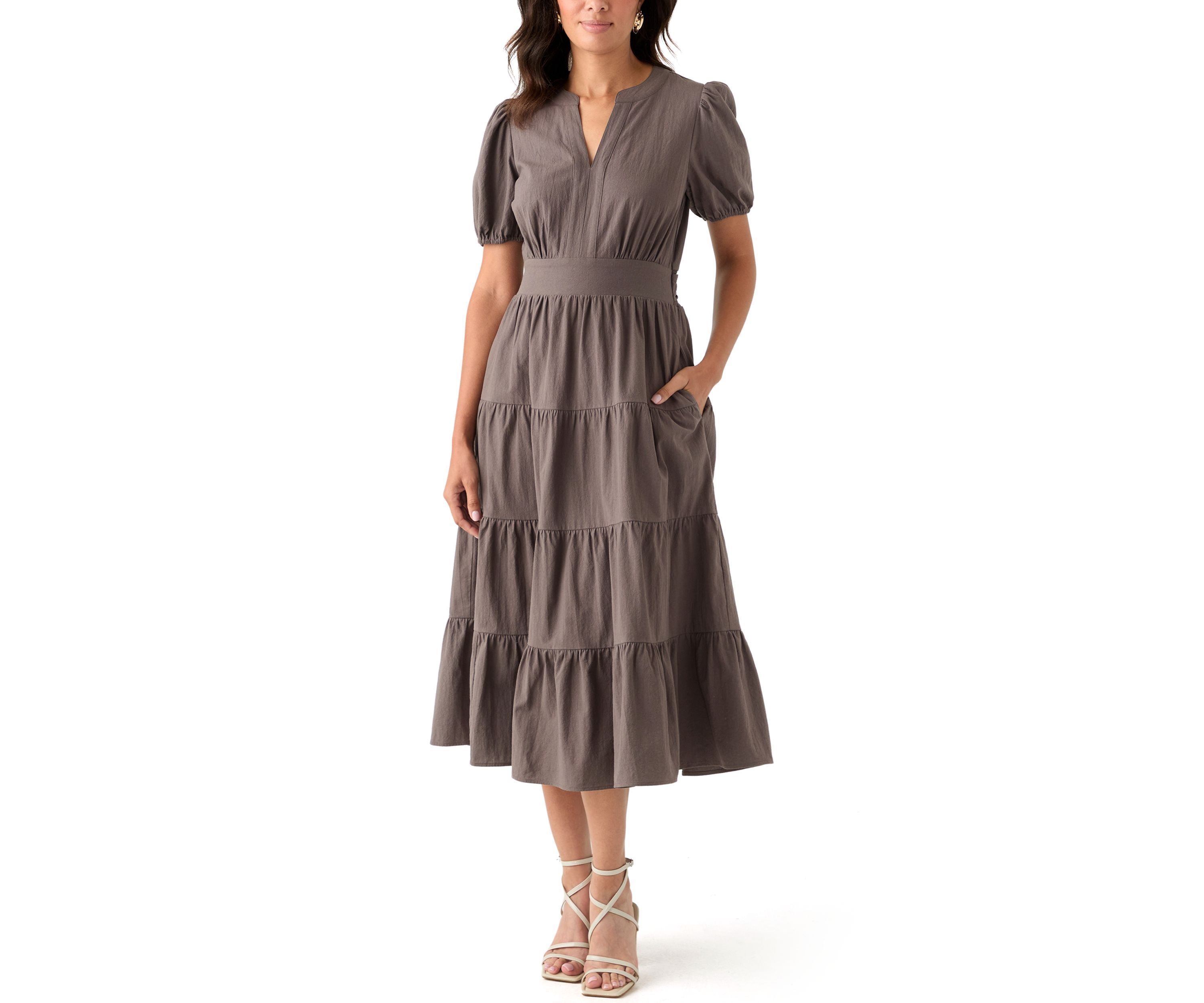 Womens Short Sleeve Cotton Maxi Dress