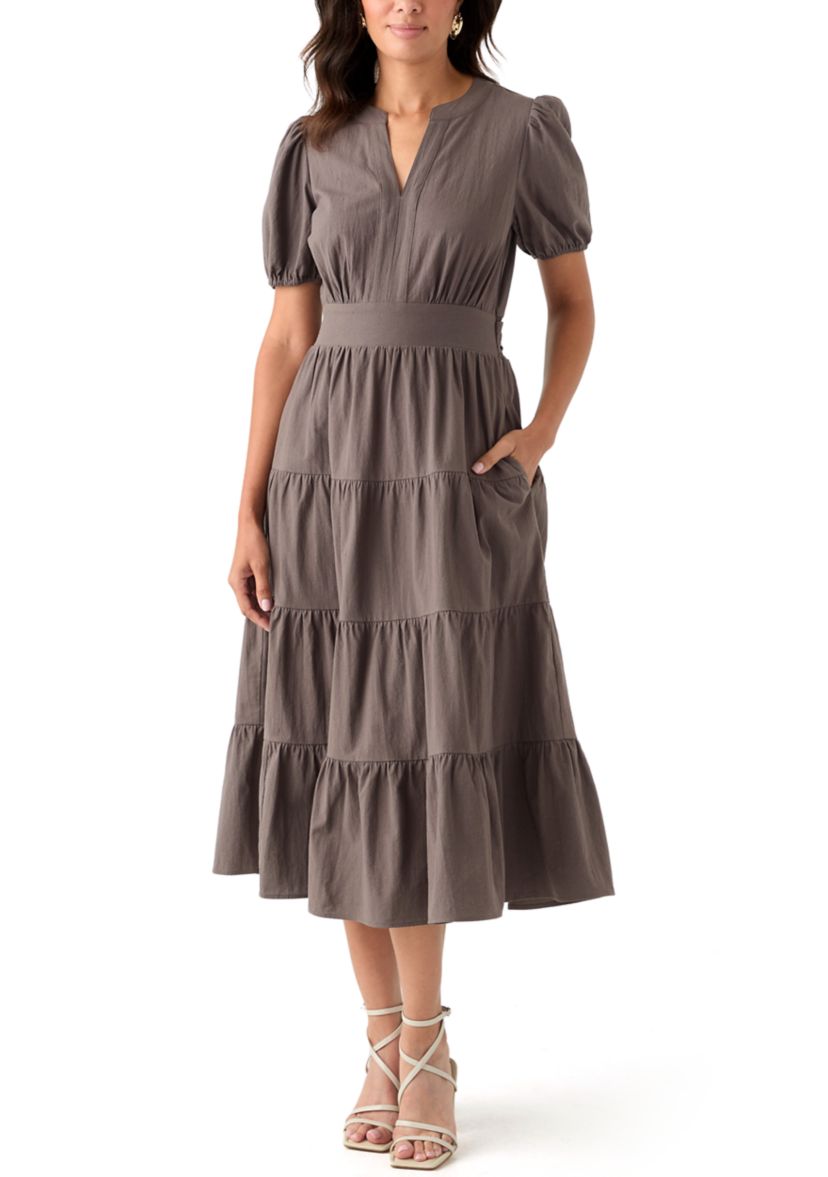 Womens Short Sleeve Cotton Maxi Dress