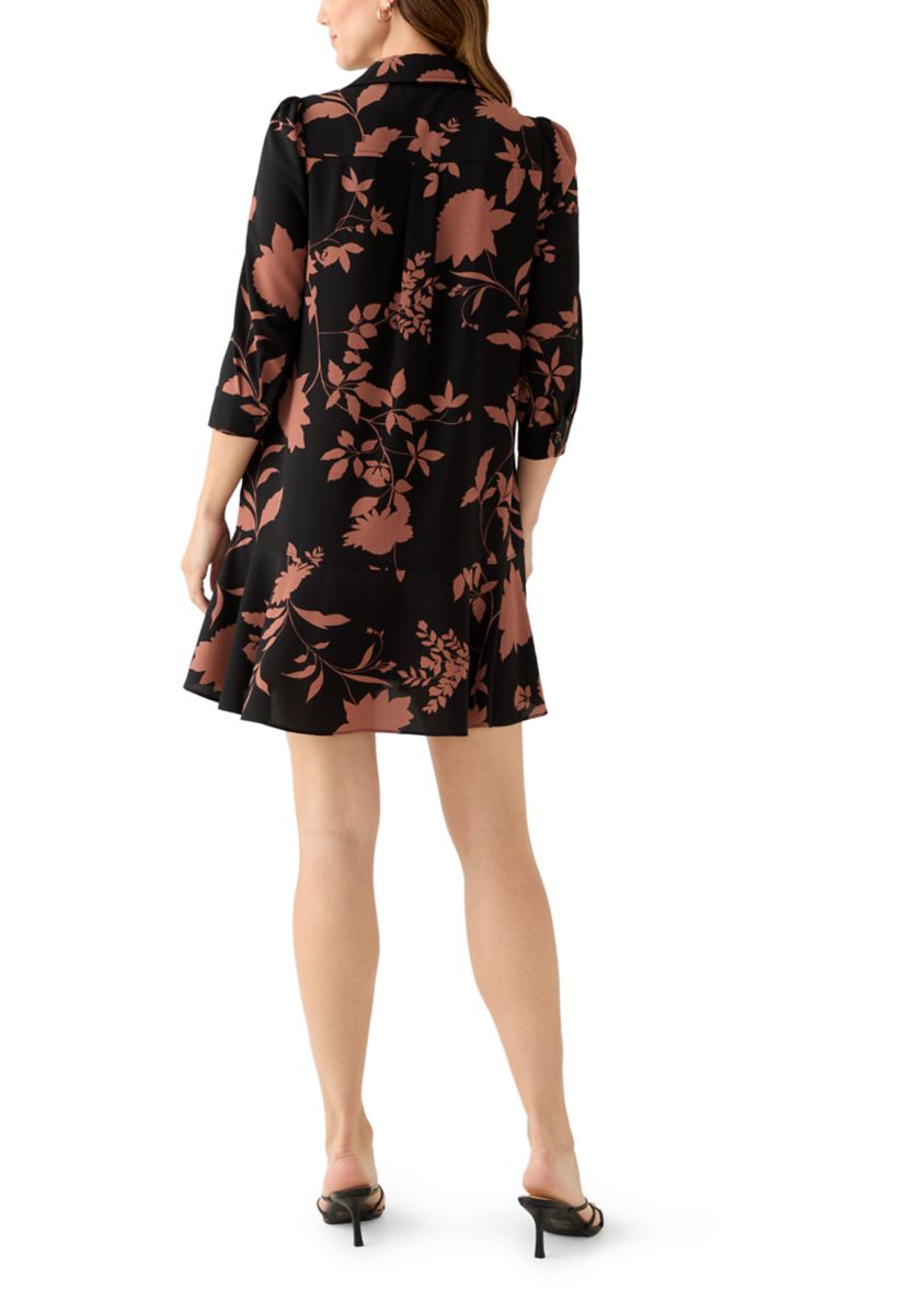 Womens Ruffle Hem Floral Mini Dress