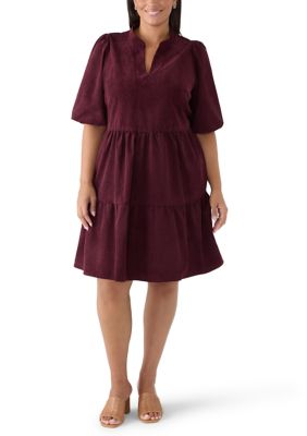Robbie Bee Women's Plus Size Short Sleeve Tiered A-Line Midi Dress, 3XL