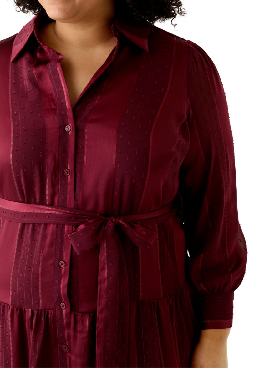 Plus Size Long Sleeve Chiffon Midi Dress