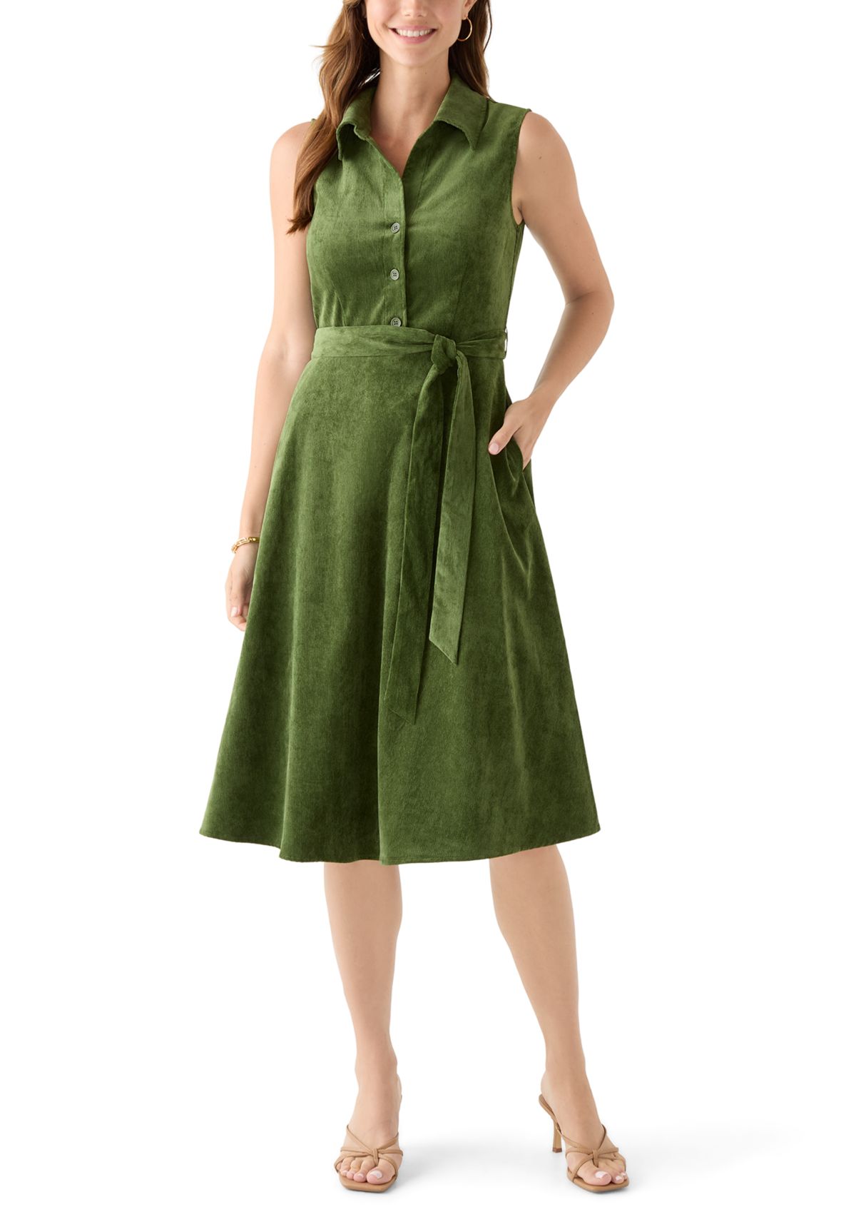 Womens Sleeveless Corduroy Dress