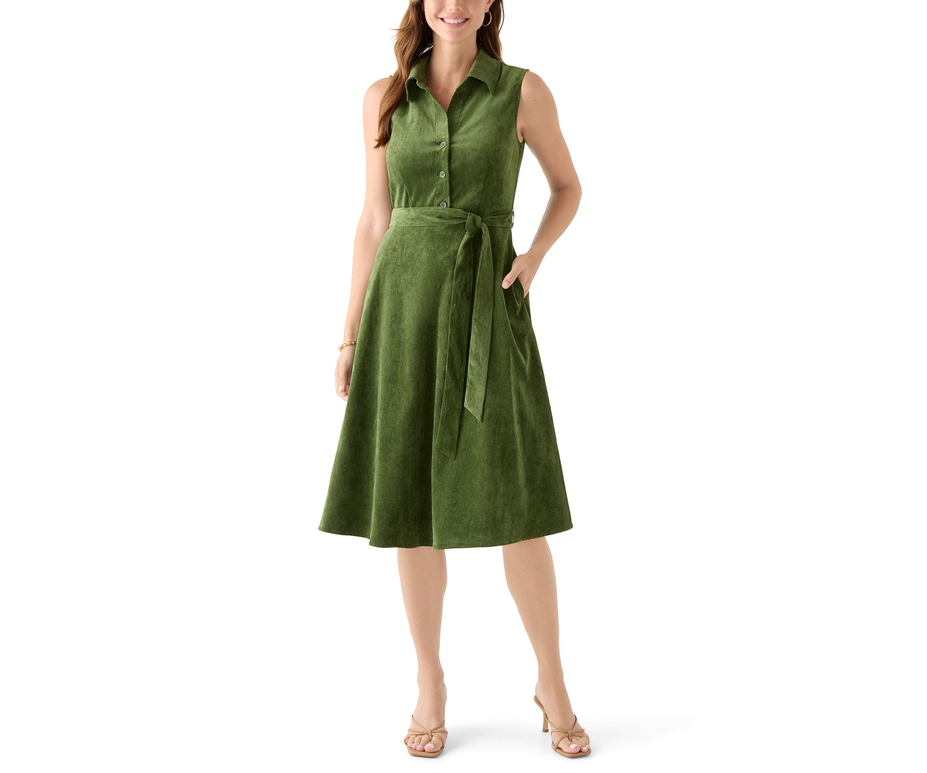 Womens Sleeveless Corduroy Dress