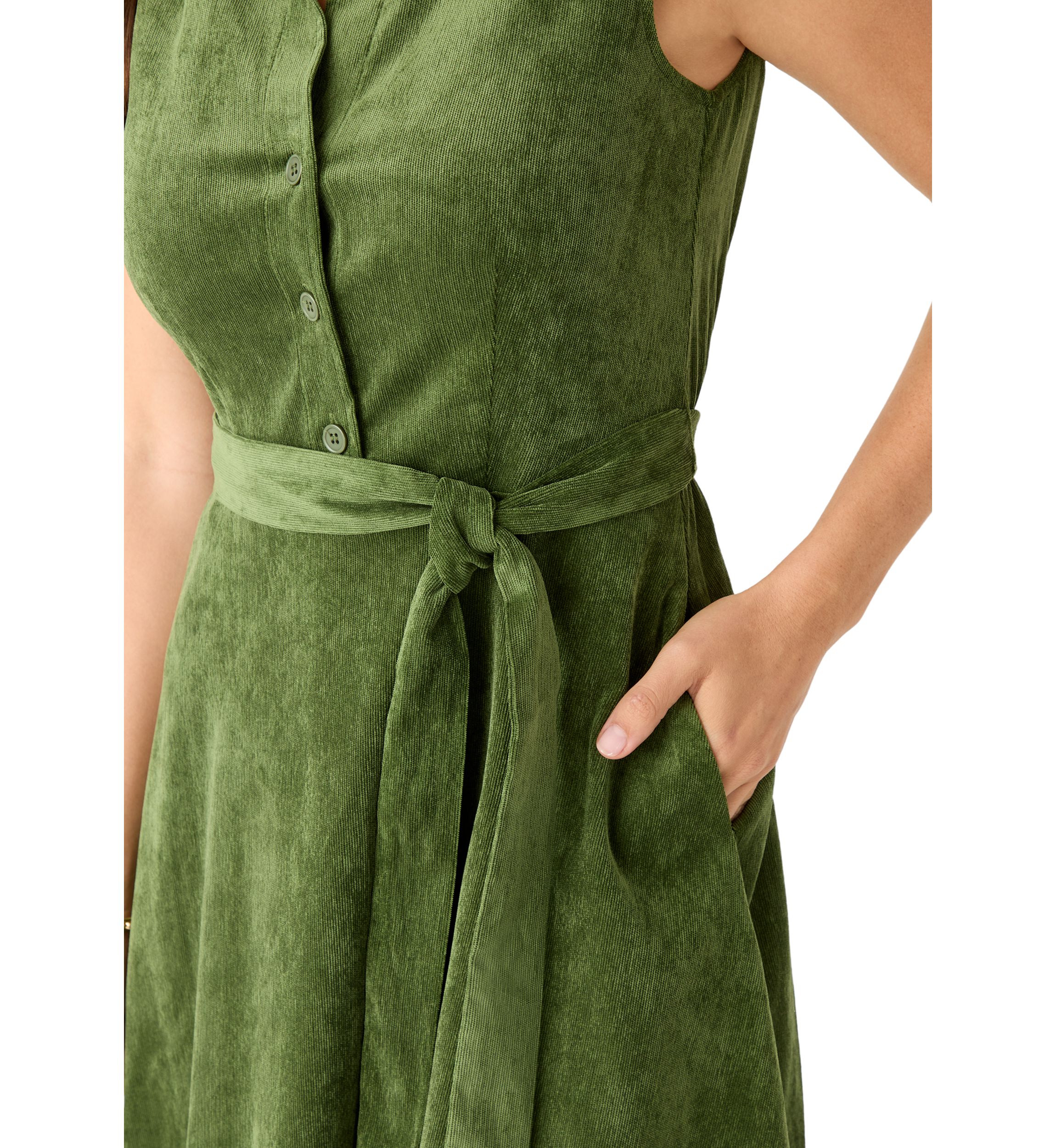 Womens Sleeveless Corduroy Dress