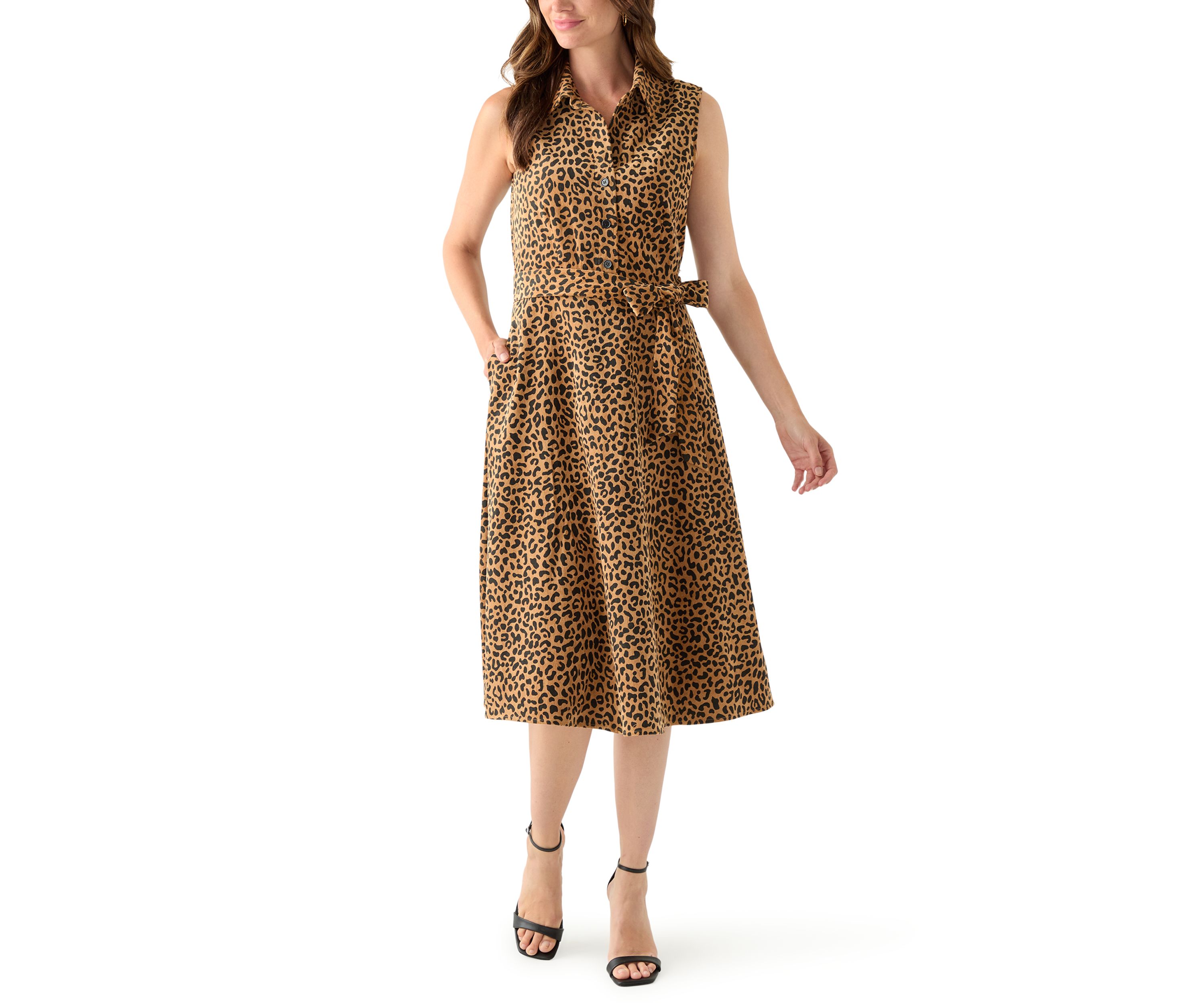 Womens Sleeveless Printed Corduroy Dress