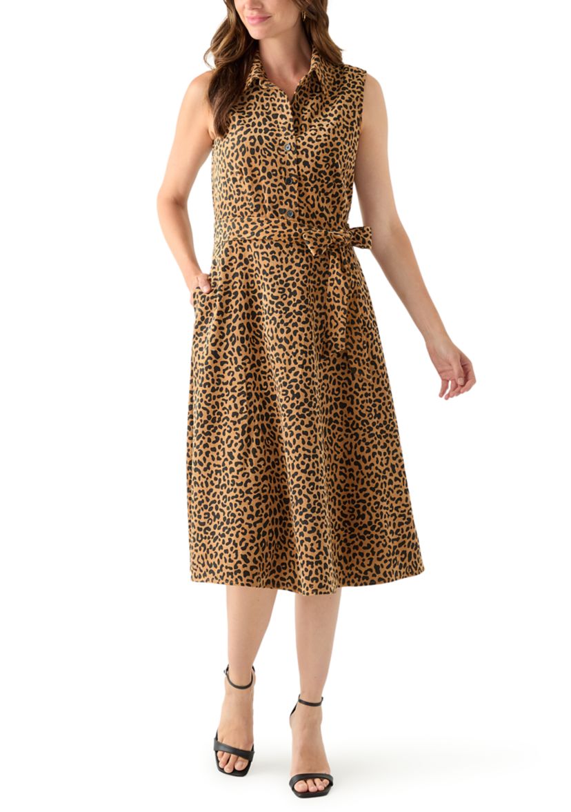 Womens Sleeveless Printed Corduroy Dress