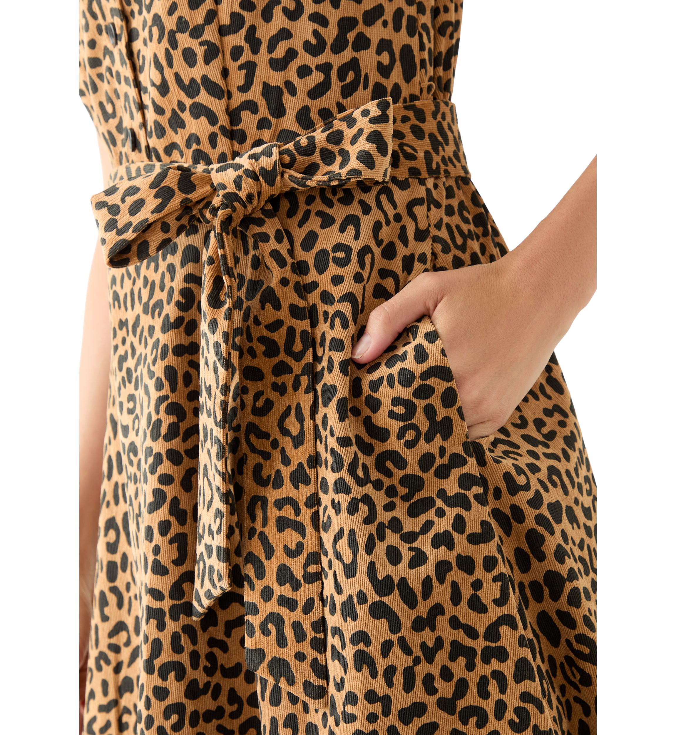 Womens Sleeveless Printed Corduroy Dress