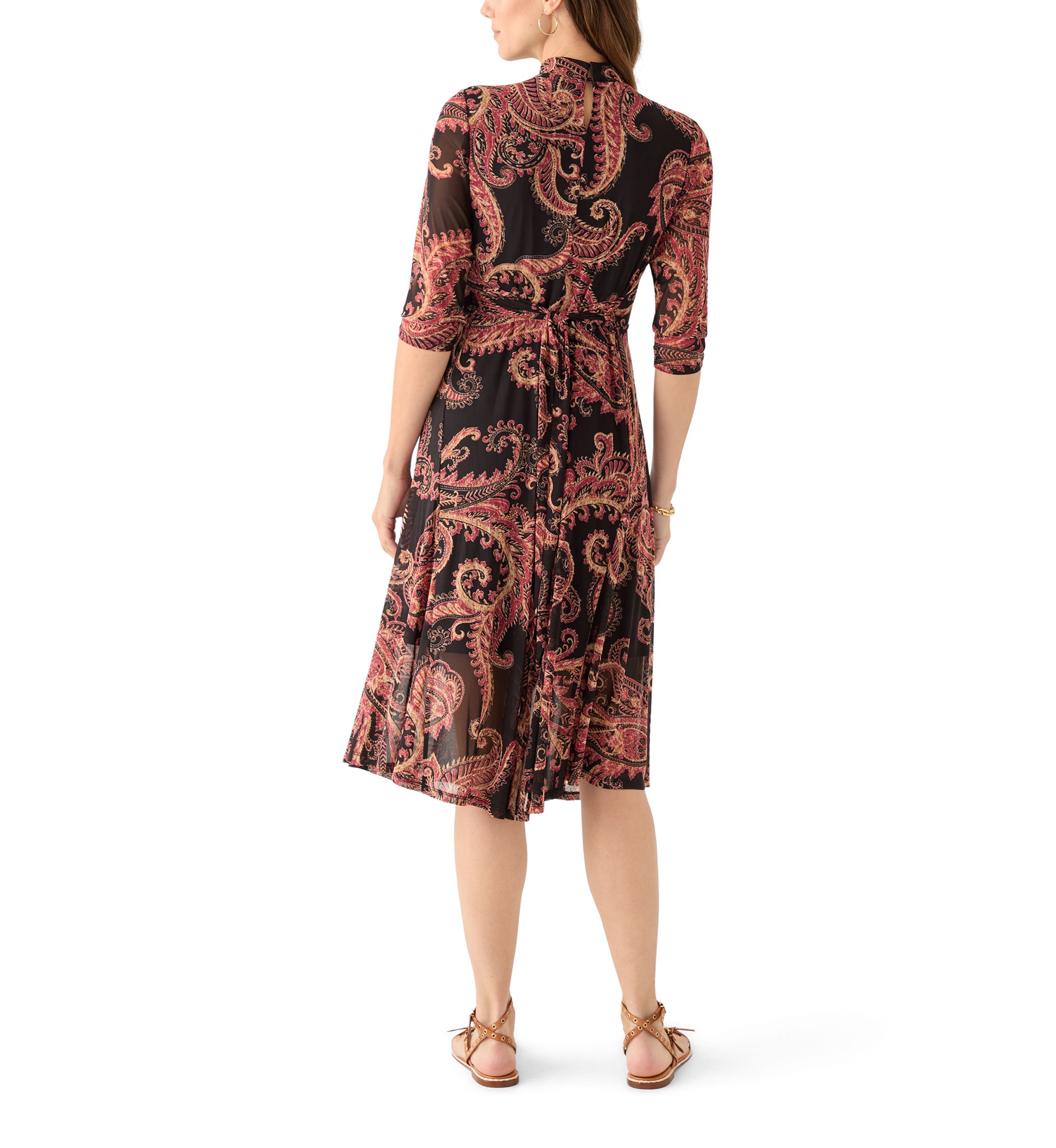 Womens Tie Front Mesh Dress