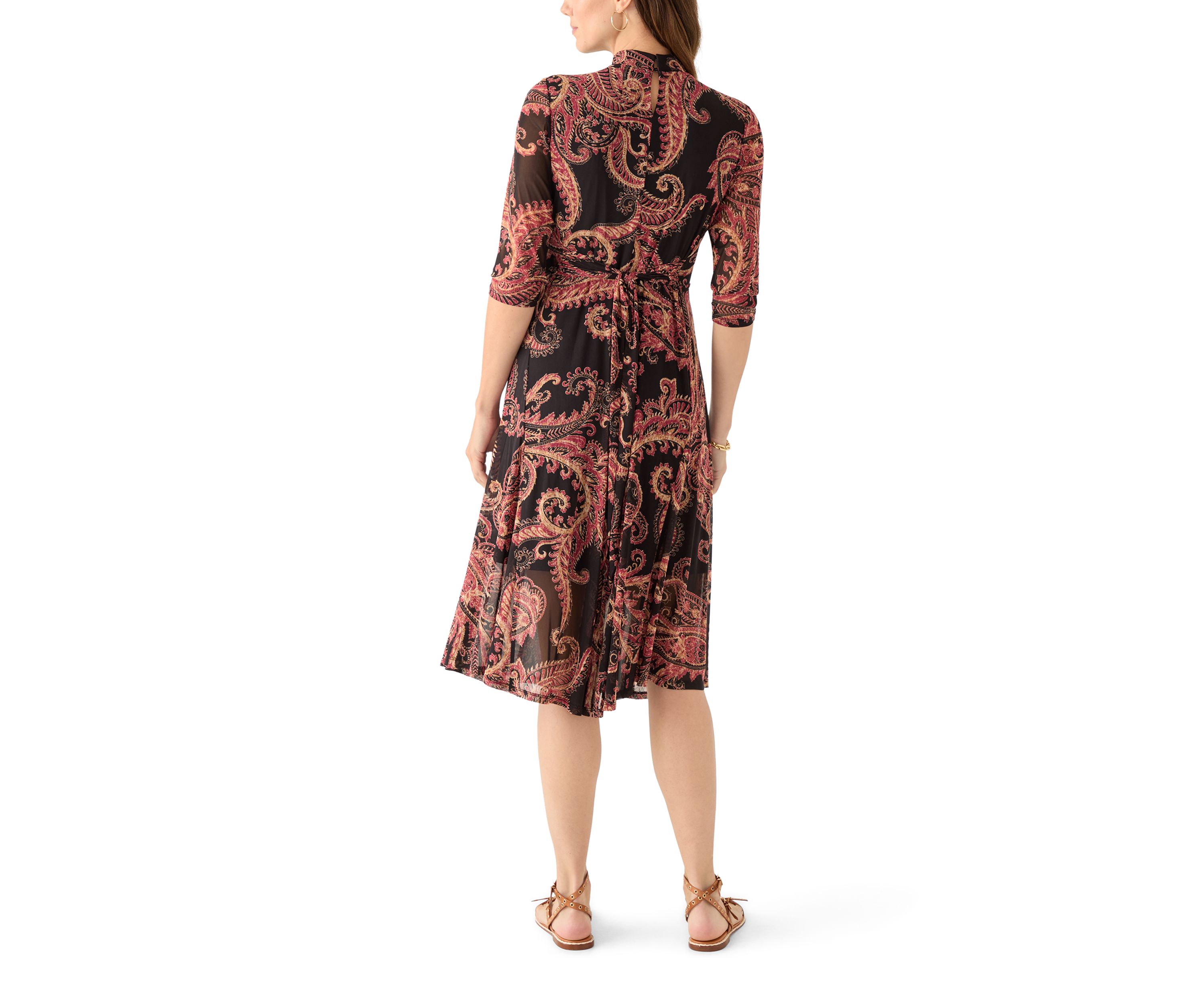 Womens Tie Front Mesh Dress