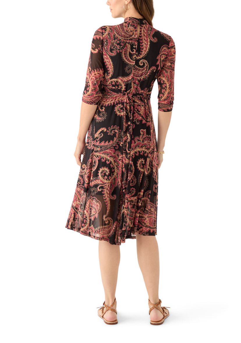 Womens Tie Front Mesh Dress