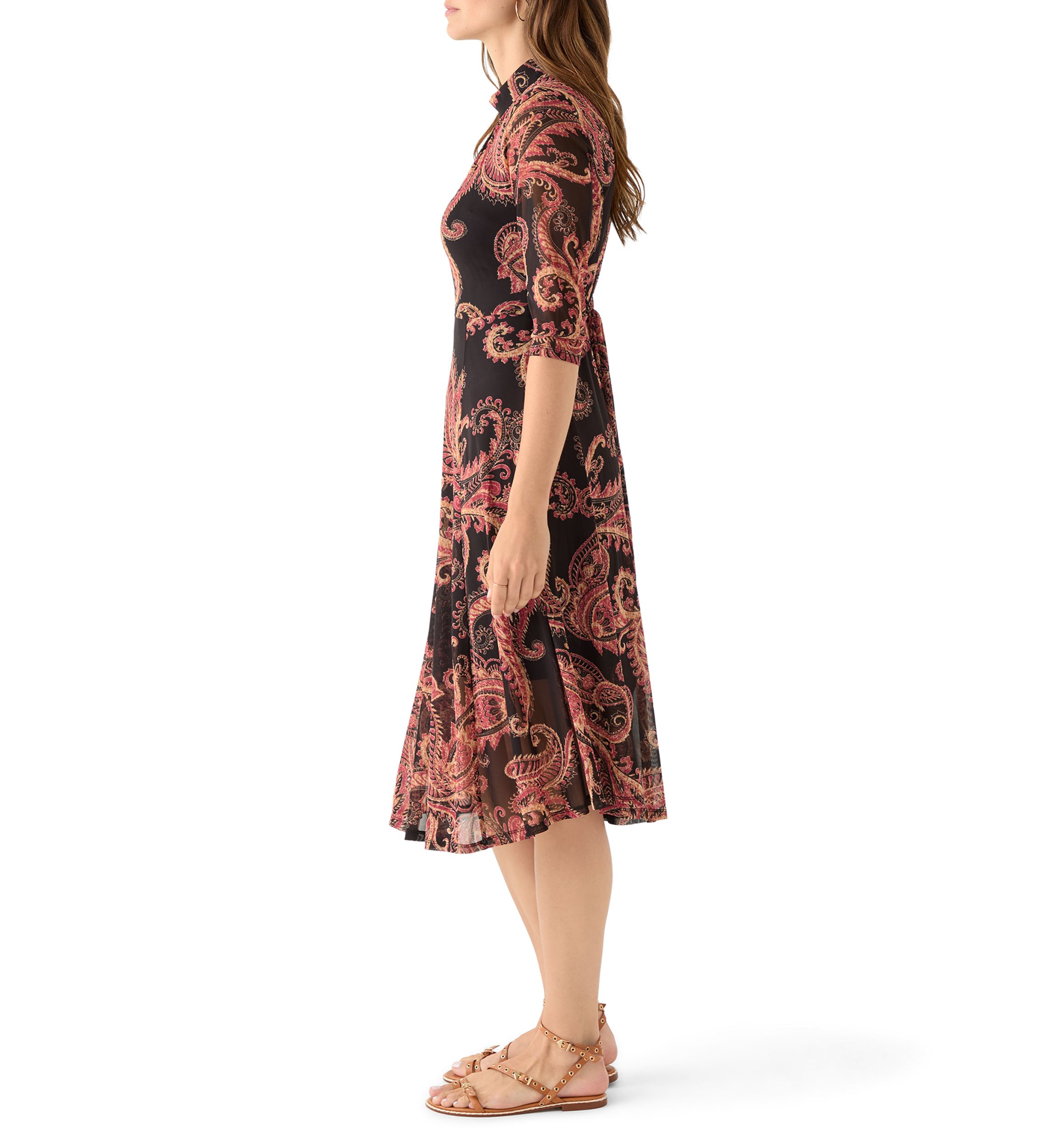 Womens Tie Front Mesh Dress