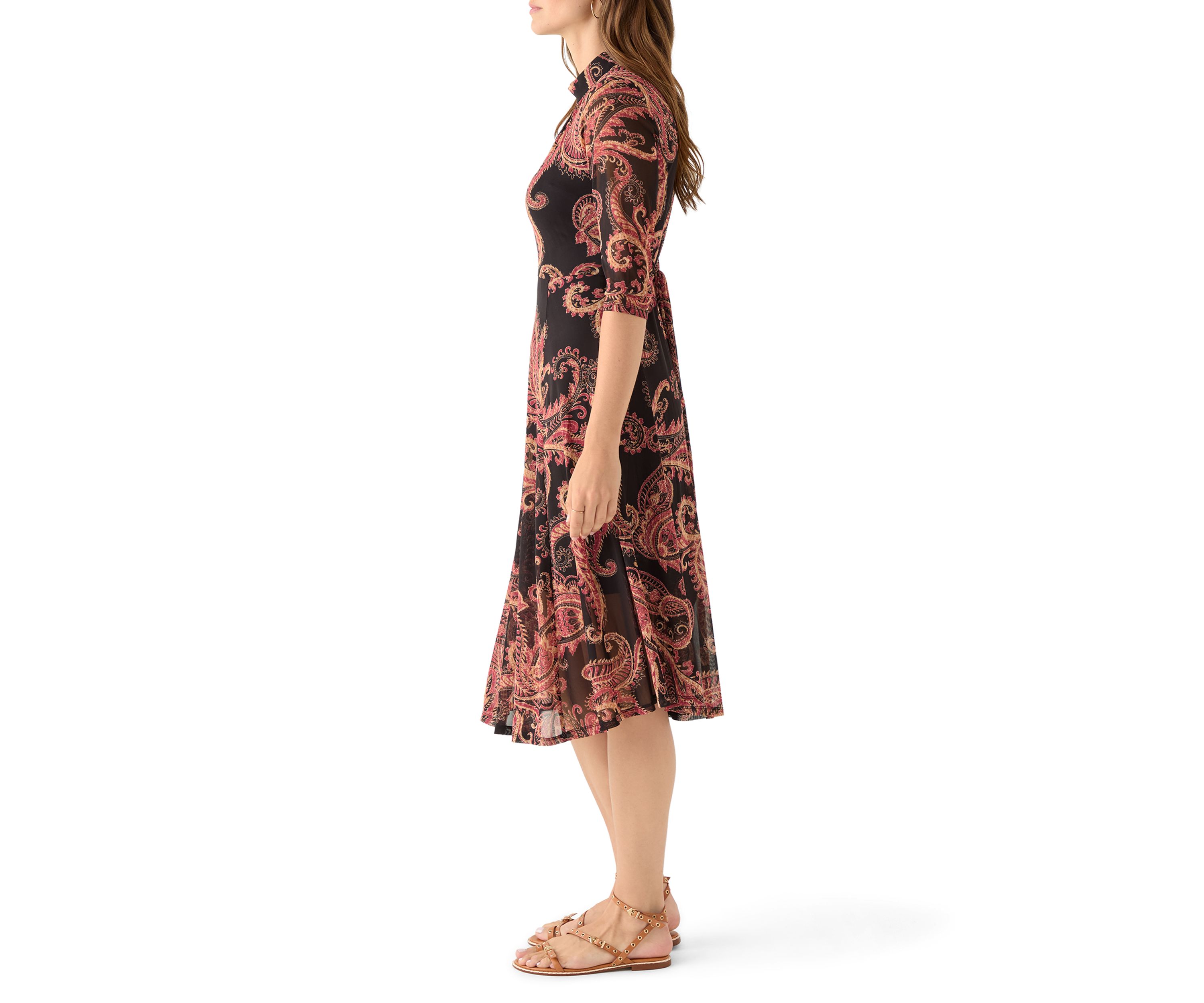 Womens Tie Front Mesh Dress