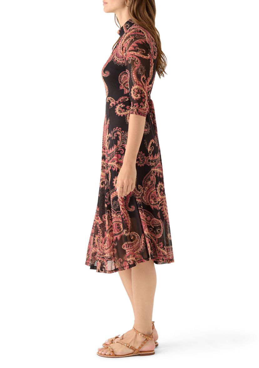 Womens Tie Front Mesh Dress