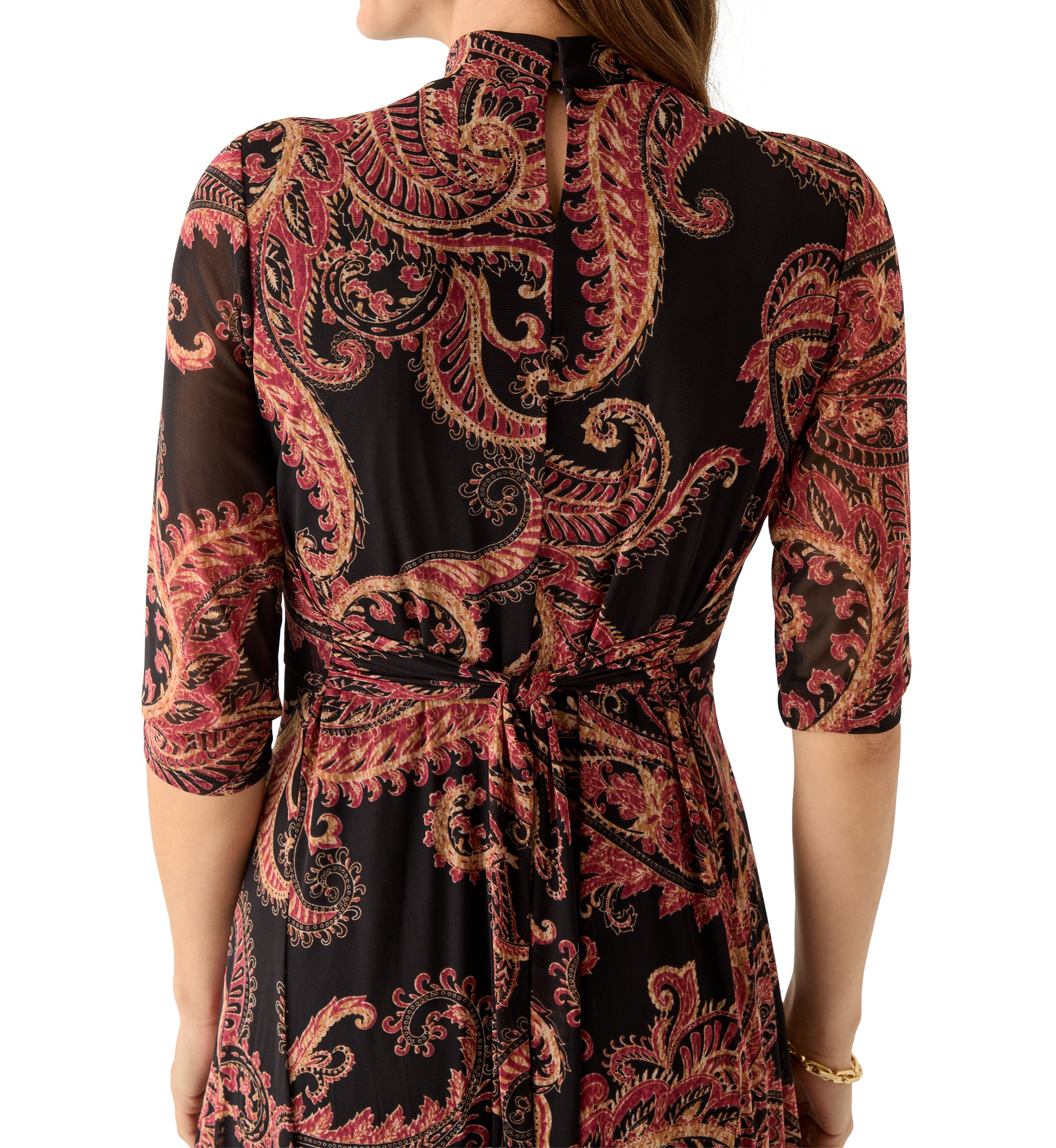 Womens Tie Front Mesh Dress