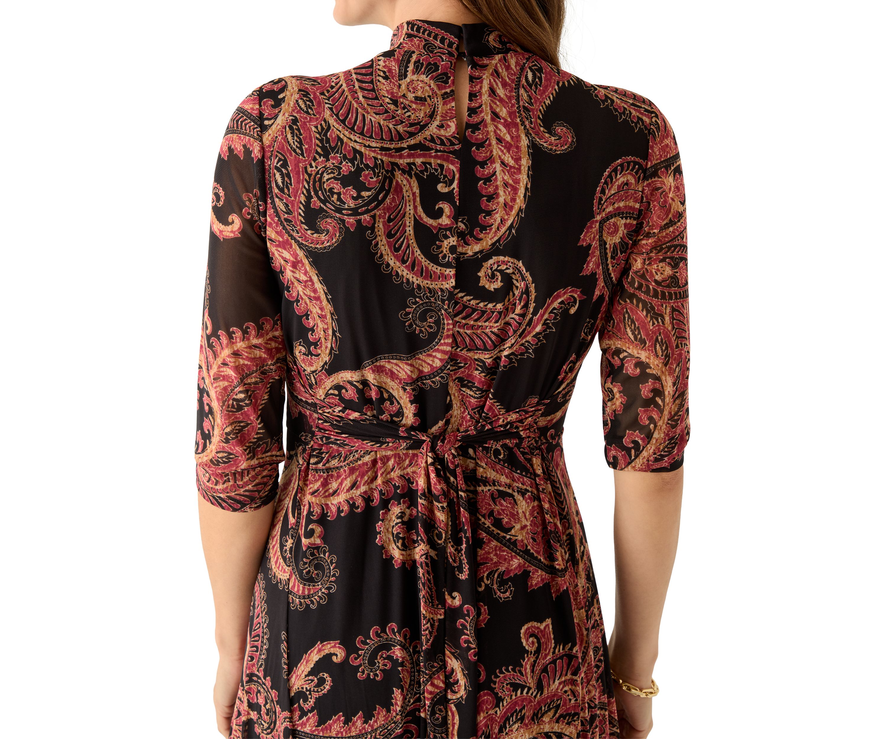 Womens Tie Front Mesh Dress