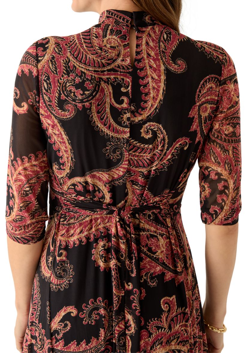 Womens Tie Front Mesh Dress