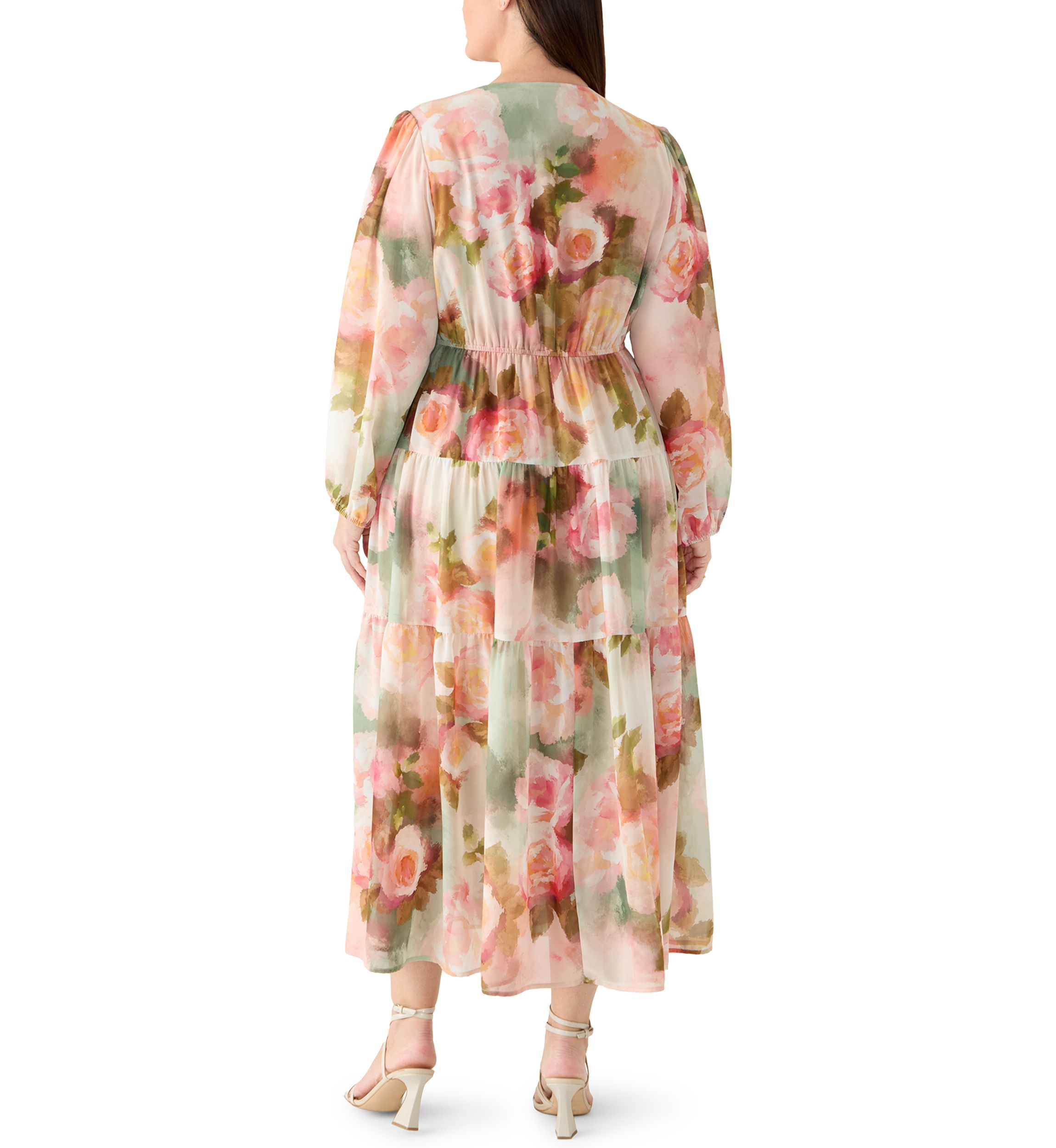Robbie Bee Plus Size Long Sleeves Floral Chiffon Maxi Dress | Belk