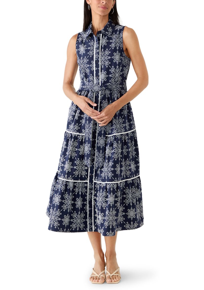 Robbie Bee Women's Sleeveless Embroidered Midi Shirtdress | Belk