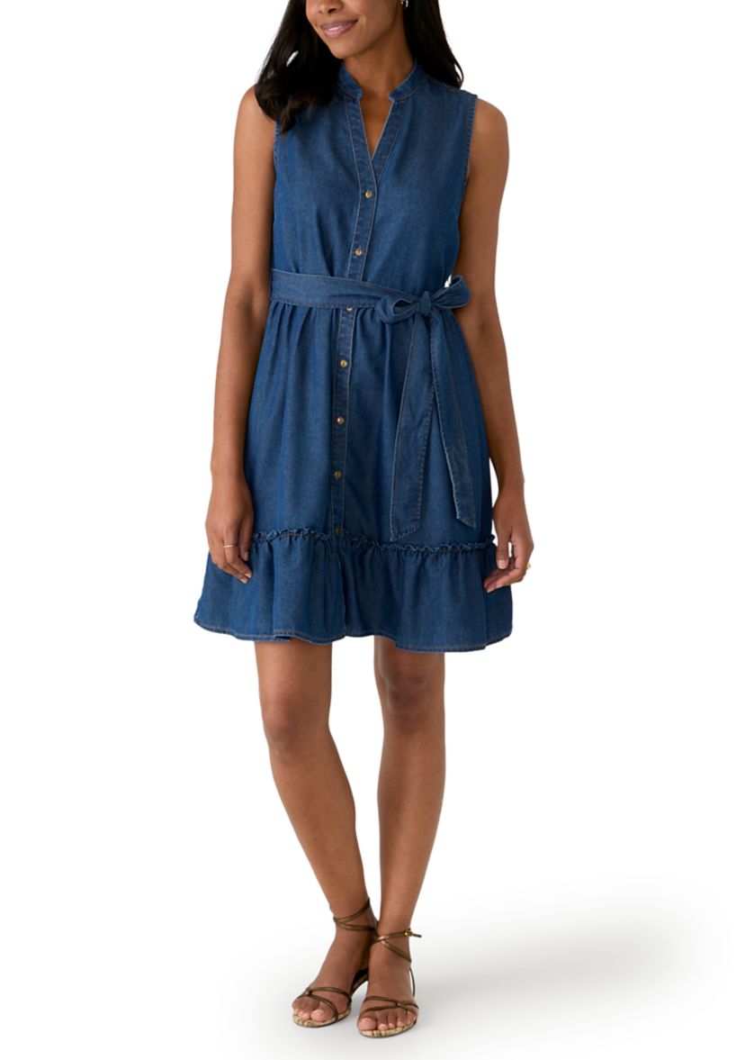 ladies sleeveless denim dress Rhian Midi Blue Why Youll Love It Wishful Blue Denim Dress for