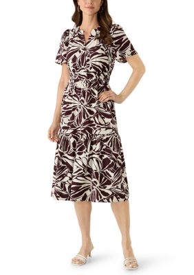 Robbie Bee Women's Short Sleeve Printed Airflow A-Line Dress, XL
