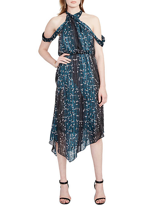 RACHEL Rachel Roy Cold Shoulder Printed Asymmetrical Hem Dress