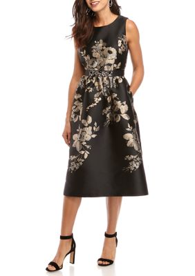Donna Ricco New York Women's Sleeveless Floral Jacquard Fit and Flare Dress | belk