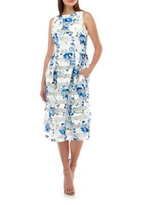 Donna Ricco New York Sleeveless Floral Shadow Stripe Party Dress | belk