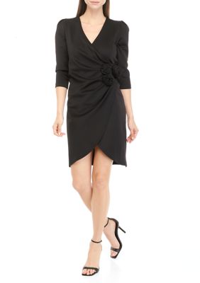 Women's 3/4 Sleeve Faux Wrap Dress