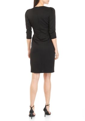 Women's 3/4 Sleeve Faux Wrap Dress