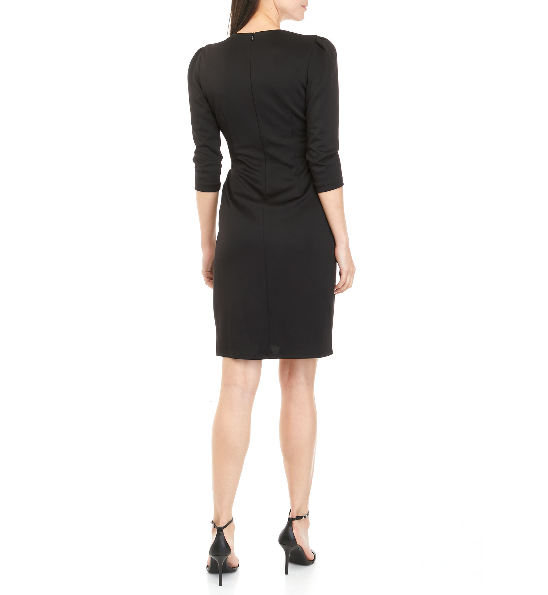 Womens 3/4 Sleeve Faux Wrap Dress