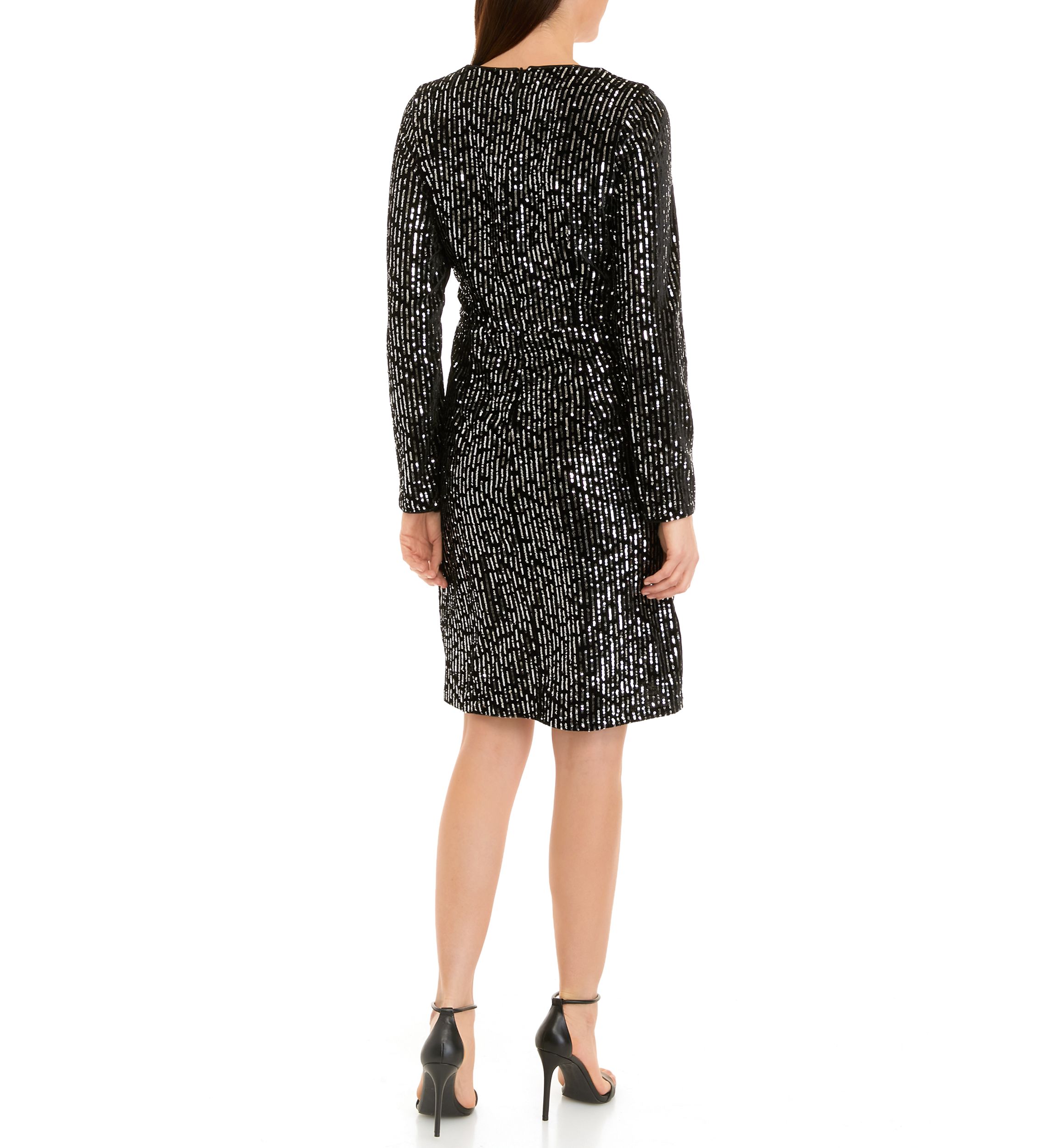 Womens Long Sleeve Velvet Sequin Dress