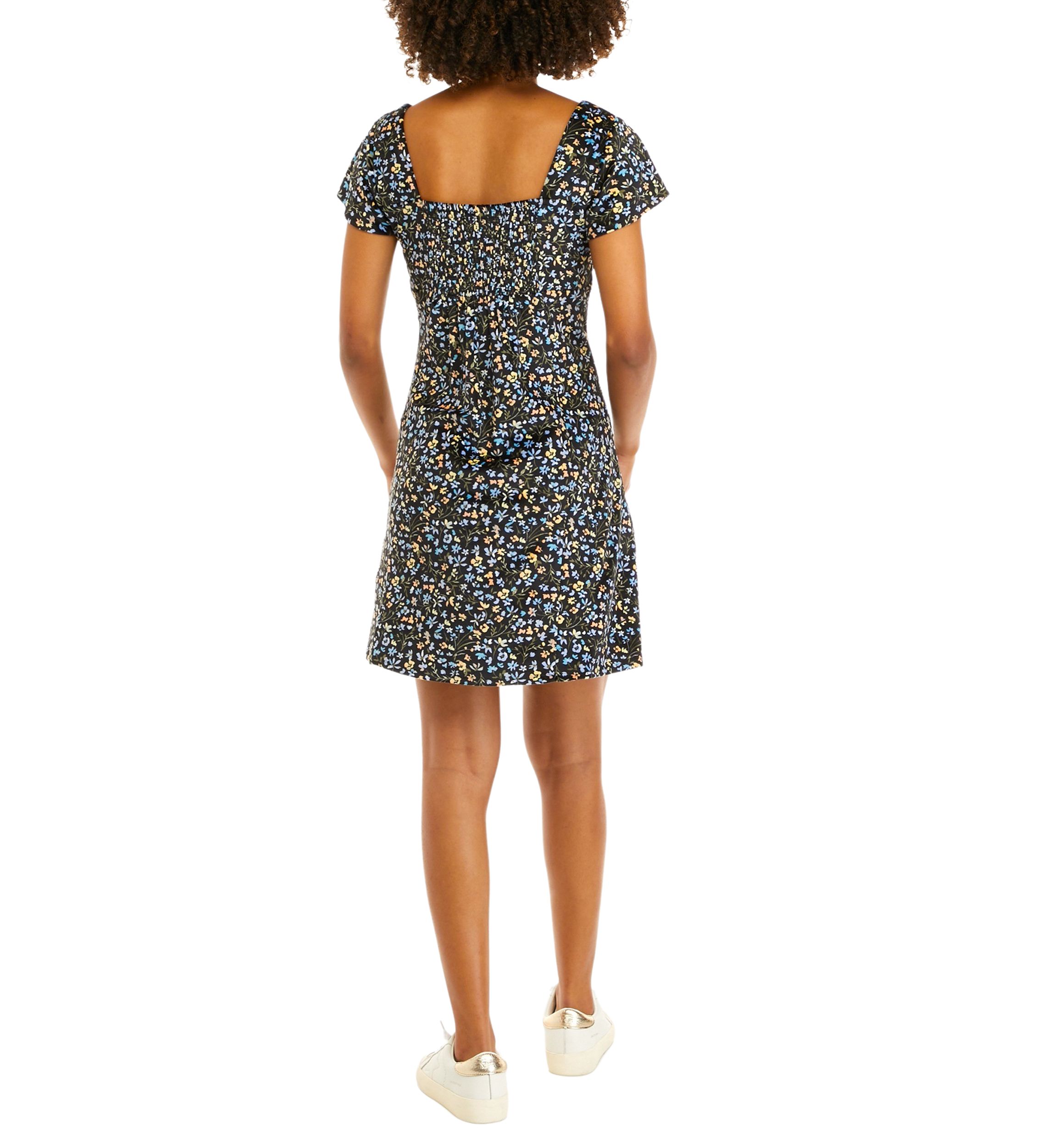 Juniors Short Sleeve Velvet A-Line Dress
