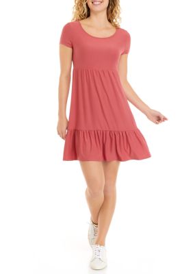 Juniors' Short Sleeve Babydoll Dress