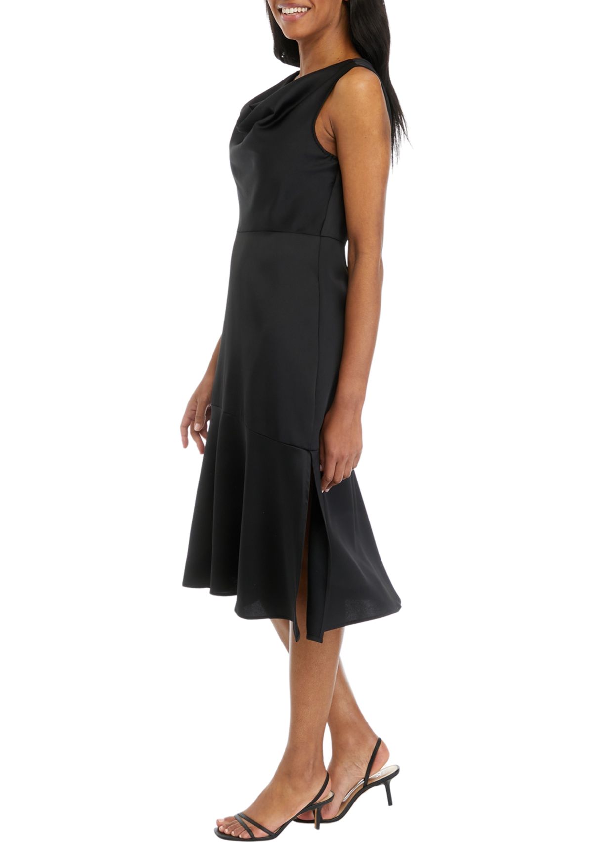Womens Sleeveless Cowl Neck Midi Dress