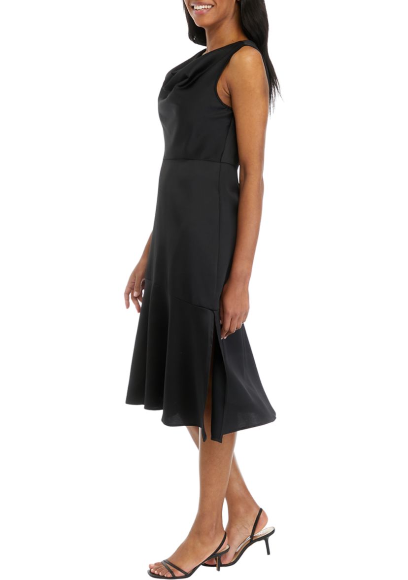 Womens Sleeveless Cowl Neck Midi Dress
