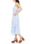 Womens Strappy Eyelet Floral Tiered Dress