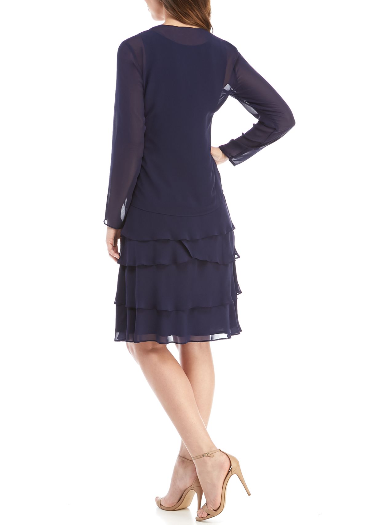 Jacket Dress with Sequin Cut Out Applique Set