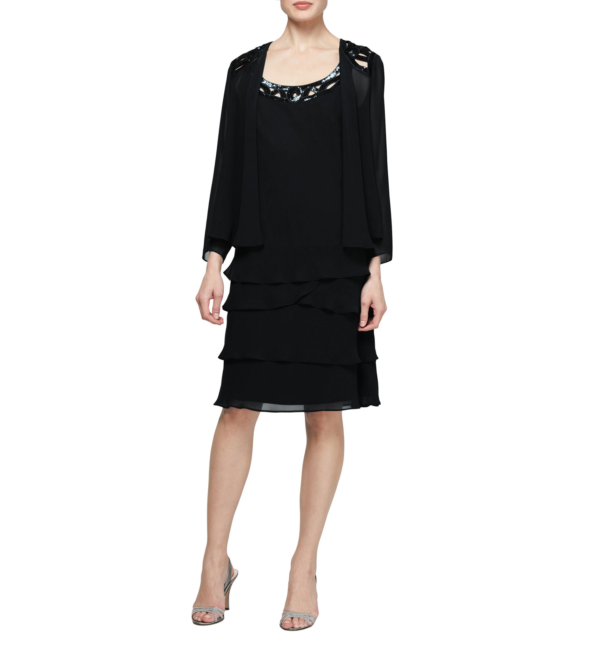 Jacket and Dress with Sequin Cut Out Applique Set