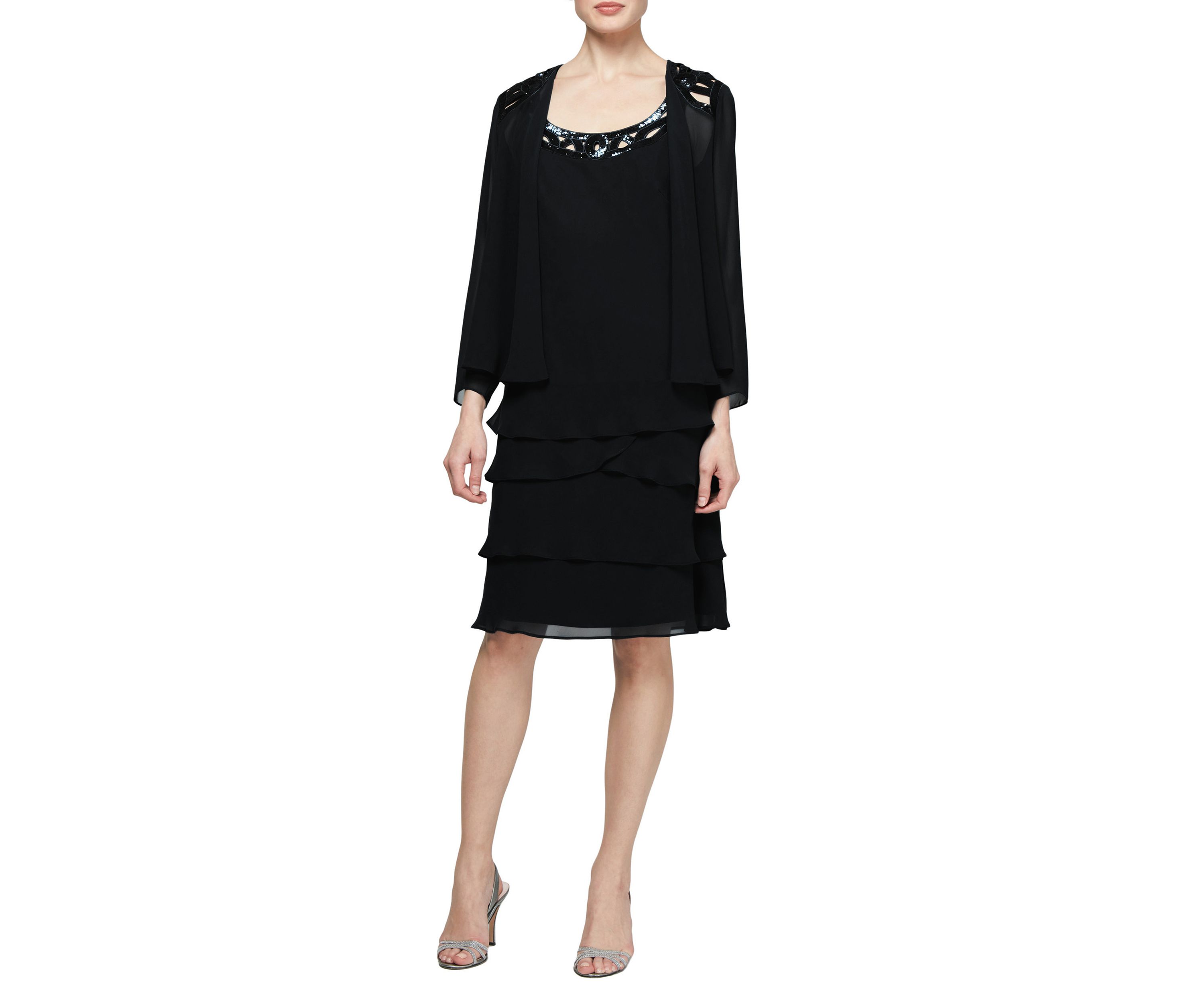 Jacket and Dress with Sequin Cut Out Applique Set